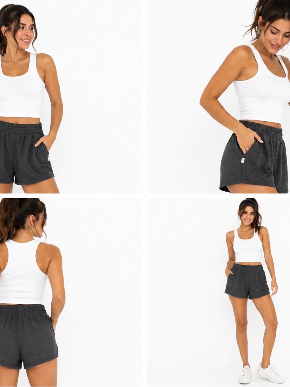 Athletic Works Dark Gray Elastic Waist Athletic Shorts